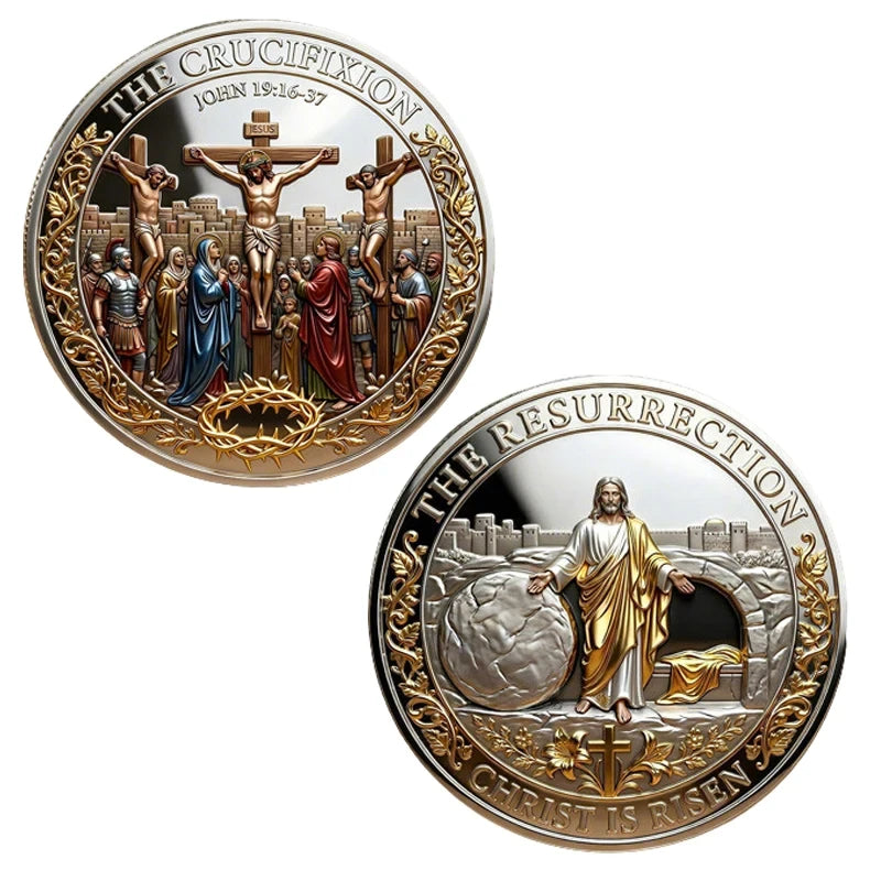 🚕 Free Shipping In US - Religious Crucifixion Resurrection Commemorative Coin