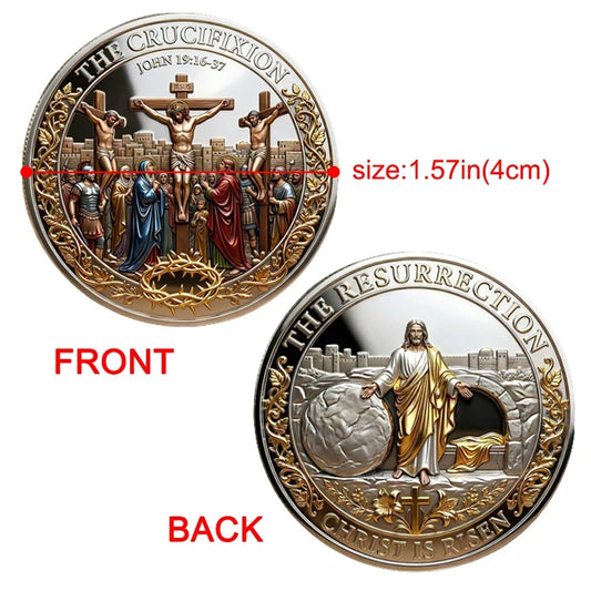 🚕 Free Shipping In US - Religious Crucifixion Resurrection Commemorative Coin