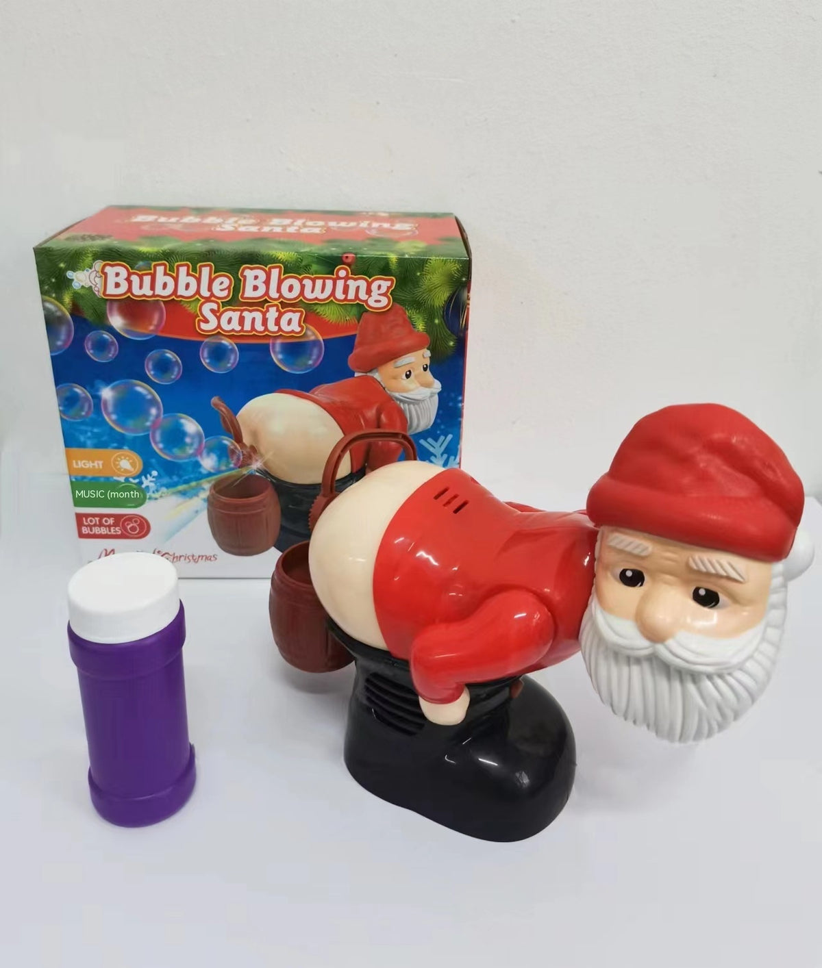 Bubble Blowing Santa, Funny Christmas Bubble Machine with Music and Lights